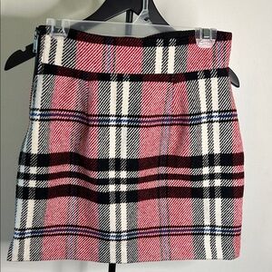 Topshop Pink and Black Plaid Pencil Skirt